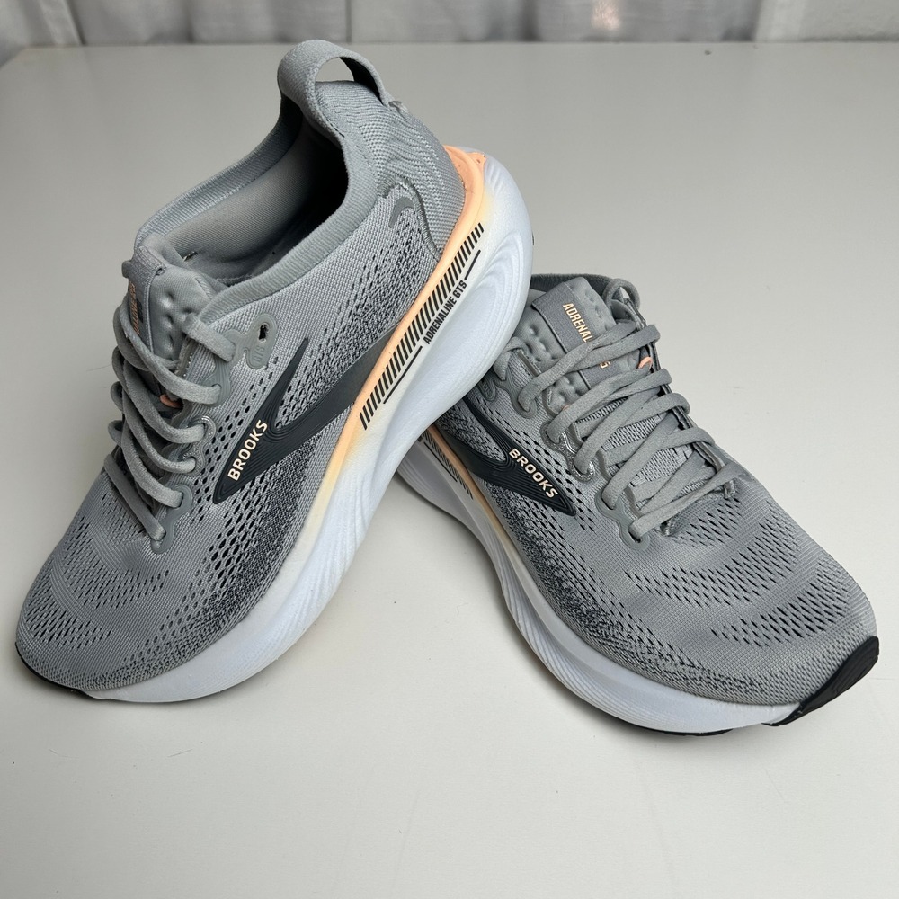 Brooks Adrenaline GTS 23 Grey Peach Running Shoes Women's Stability Sneakers